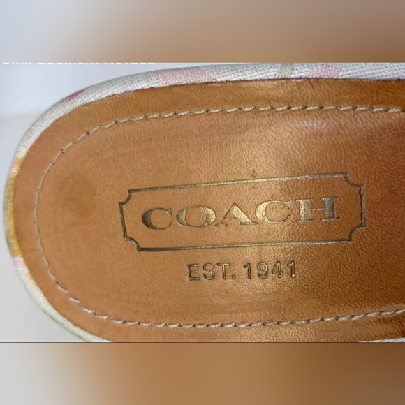 Coach Kirsten Vintage White Pink Open Toe Kitten Mini Heels Stiletto - Size 10 - Picture 7 of 8